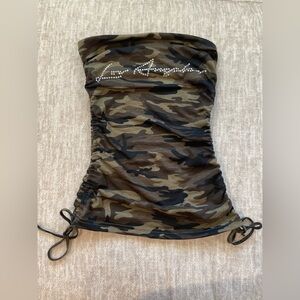 Camouflage strapless top